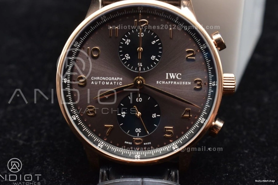 Black as Chrono Edition A7750 Portuguese Genuine) 1:1 ZF 444 Best Practical Thickness on Leather IW371482 (Same Strap 1031